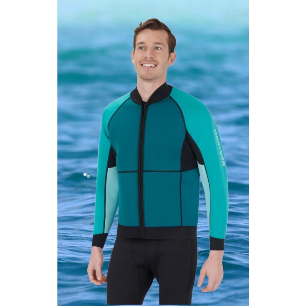 Men's Teal and Black Rash Guard